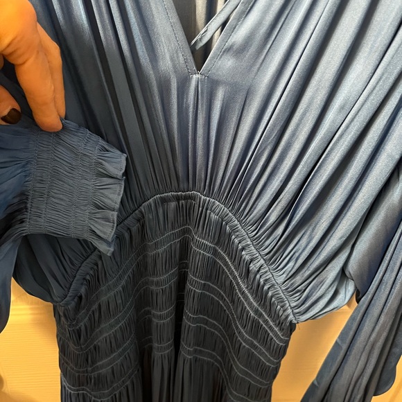 NWT -  Maje Satiny Maxi Dress Rovel Bleu - Size 36 - Picture 9 of 16